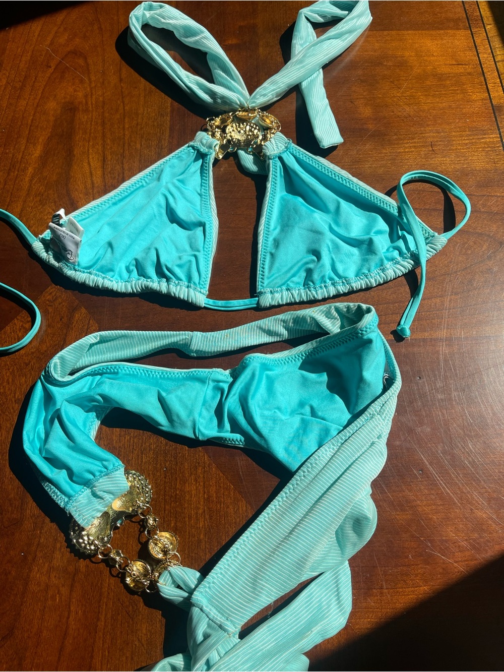 Turquoise Embellished Bikini Set “Lara” by beach bunny XL/L set RARE - Picture 14 of 14